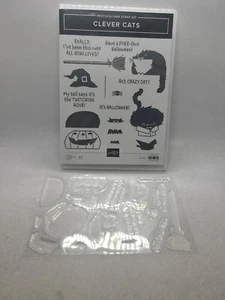 CLEVER CATS Stamp Set Stampin Up Kitty Halloween Crazy Cat Broom Nine Lives - Picture 1 of 23