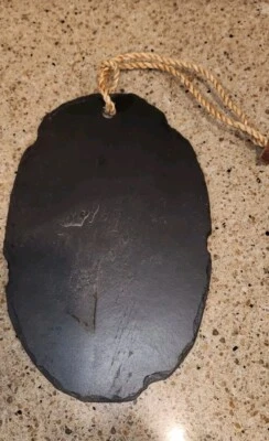Handmade slate oval chalkboard blackboard message board memo door plaque - Image 1 of 4