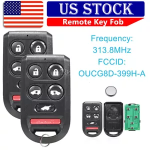 2 Remote Control Car Key Fob For 2005 2006 2007 2008 2009 2010 Honda Odyssey - Foto 1 di 7