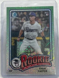 Evan Carter 2024 Bowman Chrome Rookie  of the Year Baseball card #ROY-12 Rangers - Picture 1 of 2