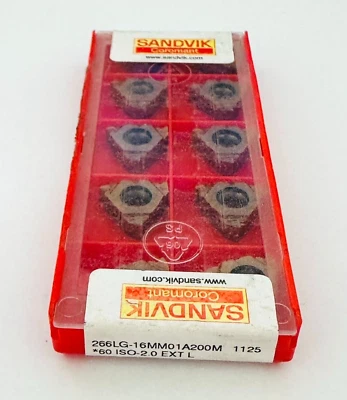 SANDVIK THREAD INSERT 266LG-16MM01A200M 1125 *60 ISO-2.0 EXT L NEW 10 pcs. - Image 1 of 4