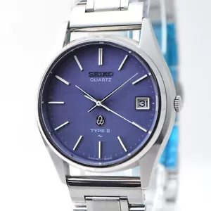 Vintage 1976 Seiko Quartz TYPE2 4622-8000 Blue Silk pattern / OH, Serviced - Picture 1 of 13