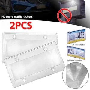 2 Pack Clear License Plate Covers Tag Frame Bubble Shield Car Truck US - Picture 1 of 3