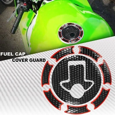 BLACK&CHROME RED GAS TANK FUEL CAP COVER PROTECTION GUARD NINJA 500/ZX-6R/7R-11R - Image 1 of 4