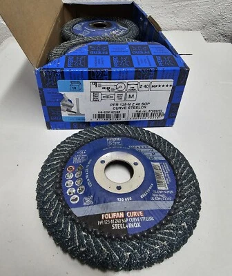 10x PFERD Fächerscheibe Ø 125 x 22,23mm 'Polifan Curve M' P40 Schleifscheibe