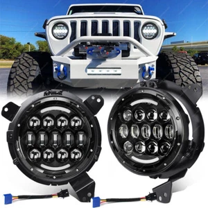 2x 9" inch Halo LED Headlights For Jeep Wrangler JL For Gladiator 2018 - 2022 - Foto 1 di 11