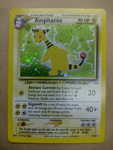 Pokemon Card 2001 AMPHAROS Ultra Rare Holo 1/64 Neo Revelation SWIRL Excellent - Picture 1 of 6