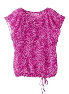 CAMICETTA NUOVA DONNA STAMPA FUCSIA CON MANICHE A MANICHE CON ORLO TAGLIE FORTI 16 18 20 - Foto 1 di 5