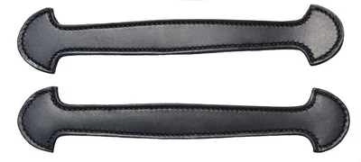 Lote de 2 asas de maletero de vapor dobles y cosidas de cuero negro #101BLK Foto 1 de 4
