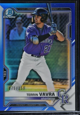BB - 2021 - Bowman Chrome - Blue Refractor - Terrin Vavra - 75/150 - BCP-100 - Image 1 of 2