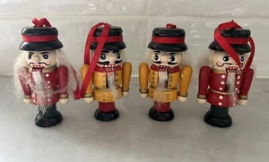 Nutcracker Wooden Toy Soldier Christmas Ornaments 2.5” Lot Of 4 - Picture 1 of 15
