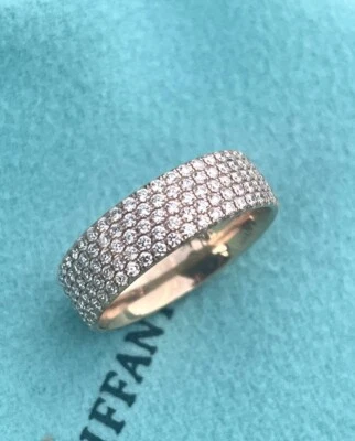 Anillo Tiffany & Co. 11.700 Oro Rosa 18k Metro 5 Filas Diamante Banda Talla 4 Foto 1 de 4