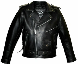 Hombre Marlon Brando Black Biker Motocicleta Chaqueta blindada Terminator Style - Imagen 1 de 3