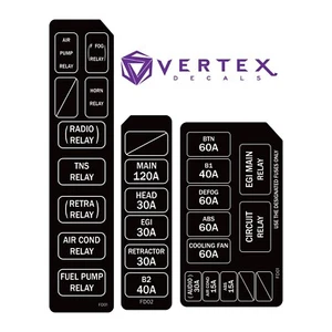 93-03 1993-2003 Mazda RX7 FD3S FD01 Relay Fuse Box Cover Decal Vinyl Sticker Kit - Picture 1 of 3