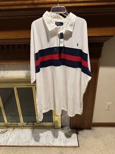 Herren Big & Tall Ralph Lauren weiß, blau, rot, grün Pony Mesh Poloshirt, 4lt - Bild 1 von 5