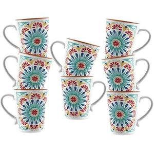 Purely Home Rio Medallion Melamine Outdoor Camping/BBQ/Garden Mugs x 8 - Picture 1 of 4