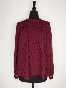 LOFT Gr. L Burnout Geometrisches Chiffon Langarm Pullover Plissee Ausschnitt Bluse - Bild 1 von 7