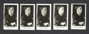 D1) 5 VINTAGE 1932 ORIGINAL CHARLIE CHAPLIN BISCUIT CARDS SILENT FILMSTAR RARE - Picture 1 of 3