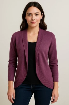 Coldwater Creek Women's Purple Open Front Cardigan Merino Wool Blend Small 8 - Image 1 of 4