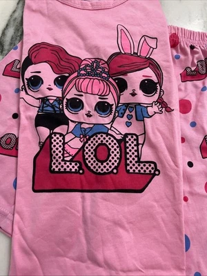 LOL Girls Pink Pajamas Size 7 Short Sleeves Short Pants Soft Fabric - Image 1 of 3