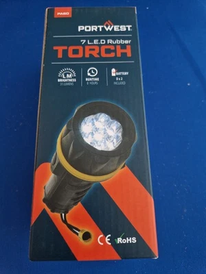 Rubber Torch -  PA60 Portwest 7 LED Rubber Torch 8 Hours Runtime New - Image 1 of 4