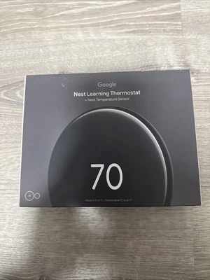 Google Nest Learning Thermostat (4th Gen) + Nest Temperature Sensor – New Black - Image 1 of 4