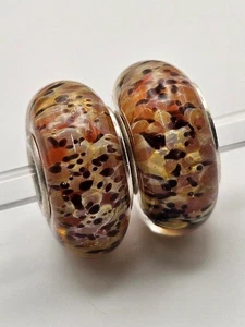Chamilia 2er Set ~FORTUNA~ Braun/Gold/Gelb Murano Glas Charm Perle 2110-1105 - Bild 1 von 8