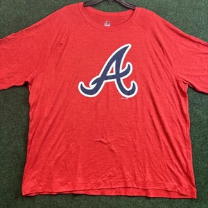Atlanta Braves Men’s Polyester Red T-Shirt Majestic Short Sleeve Sz 3XL - Picture 1 of 7