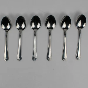 Set of 6 Cambridge Silver Krysten Pattern Stainless Steel Oval Soup Spoons 7" - Picture 1 of 5
