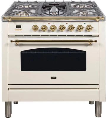 ILVE UPN90FDMP/A 36" Freestanding Dual Fuel Range with 5 Sealed Brass Burners - Image 1 of 4