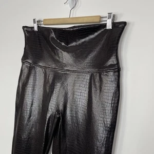 Spanx Faux Leather Croc Shine Leggings Womens Size 2X Brown High Rise Stretch - Picture 1 of 8