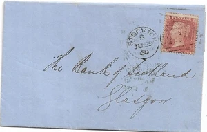 QUEEN VICTORIA 1d RED ON STOCKTON 1860 COVER TO GLASGOW 6292 - Bild 1 von 1