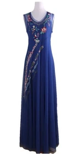 Johnny Was Mazzy schräges Kleid M bestickt Netz ärmellos Maxi Slip lang $ 318 - Bild 1 von 11