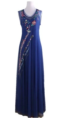 Vestido Johnny Was Mazzy Bias M Bordado Malla Sin Mangas Maxi Sin Mangas Largo $318 Foto 1 de 4