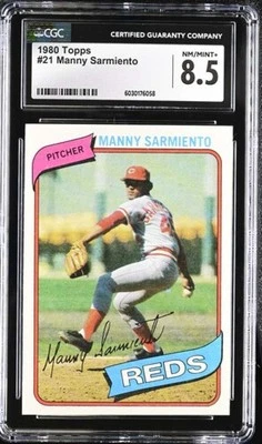 1980 TOPPS #21 MANNY SARMIENTO CGC 8.5 NM/MINT+ REDS 4452 - Image 1 of 2