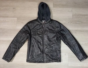 Chaqueta de motociclista Levi para hombre marrón con capucha forrada 4 bolsillos elegante elegante S - Imagen 1 de 7