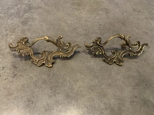 Vtg Brass Drawer Pulls French Provincial Ornate Lot Of 2 - Picture 1 of 6