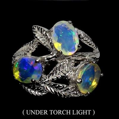 925 Sterling Silver Ring Oval Fire Opal 8x6mm Natural Gemstone Jewelry Size 8 - Image 1 of 4