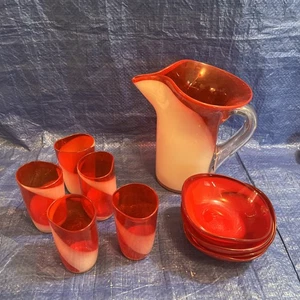 Juego de jarra de vidrio remolino vintage y 5 vasos - Imagen 1 de 5