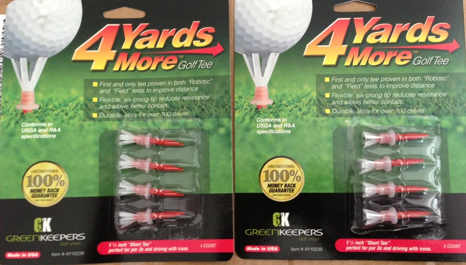 PRIDE GOLF TEE (2) 4 Four Yards More 1 3/4"" Golf Tees 4 pack RED 8 TOTAL TEES