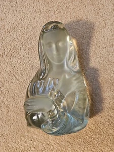 Vintage Viking Glass Madonna Virgin Mary Clear Figure Satin Sculpture - Picture 1 of 5