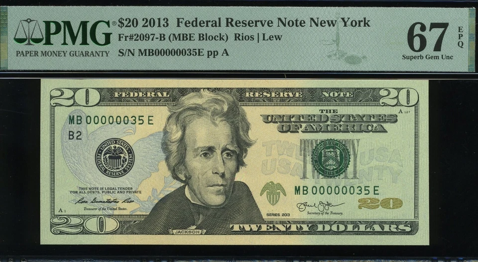 2013 $20 FRN MB00000035E P.M.G #67EPQ - Image 1 of 3