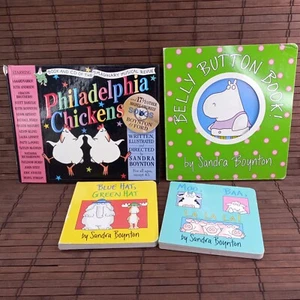 Lot 4 Sandra Boynton Board Books Belly Button Philadelphia Chickens + CD - Picture 1 of 10