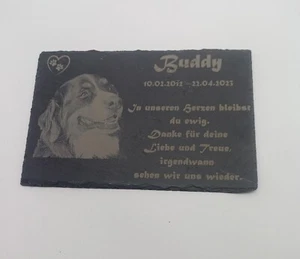 Gedenktafel für Hund, Katze, Haustier aus Schiefer personalisiert 20x30cm - Bild 1 von 2