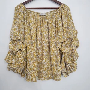 Patrizia Luca Milano Womens Floral Tiered Sleeve Off The Shoulder Top Size L - Picture 1 of 8