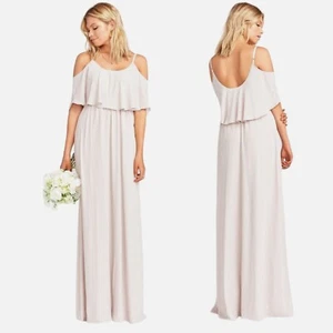 Show Me Your MuMu Caitlin Ruffle Maxi Dress Sz XXS Show Me The Ring Crisp Beige - Picture 1 of 12
