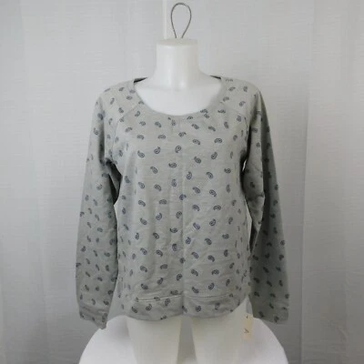 Alfani Scoop-Neck Paisley Print Knit Pajama Sweatshirt - Gray, Medium #4024 - Image 1 of 4