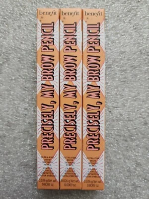 3x Benefit Precisely My Brow Pencil #3 WARM LIGHT BROWN 0.026 g each NIB  - Image 1 of 4