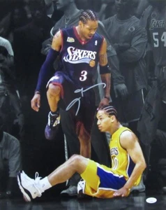 Foto autografiada de Allen Iverson 16x20 de los Philadelphia 76ers JSA 181857 - Imagen 1 de 3