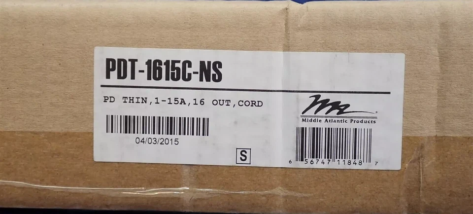 NEW Middle Atlantic PDT-1615C-NS Power Distribution 16 Outlet Strip 15 Amp (Q5) - Image 1 of 1